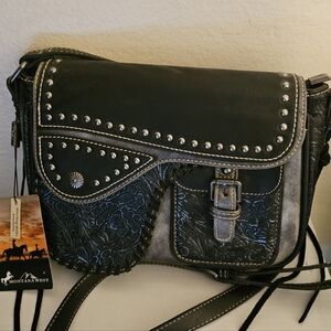 Montana West Black and Silver Crossbody Bag